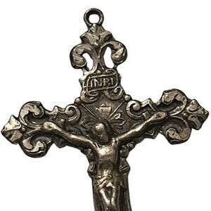 INRI Lumin Crucifix Sterling Silver .925 Ornate Religious Vintage Pendant Cross